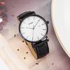 BUREI Men's Leather Watch, Popular Brand, Analog, Simple, Waterproof, Stylish, Perfect for Commuting (Black/Black and White)