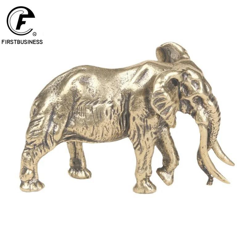 Vintager Brass Mammoth Figurines Animal Miniatures Crafts Desktop Ornaments Desk Living Room Home Decoration Accessories