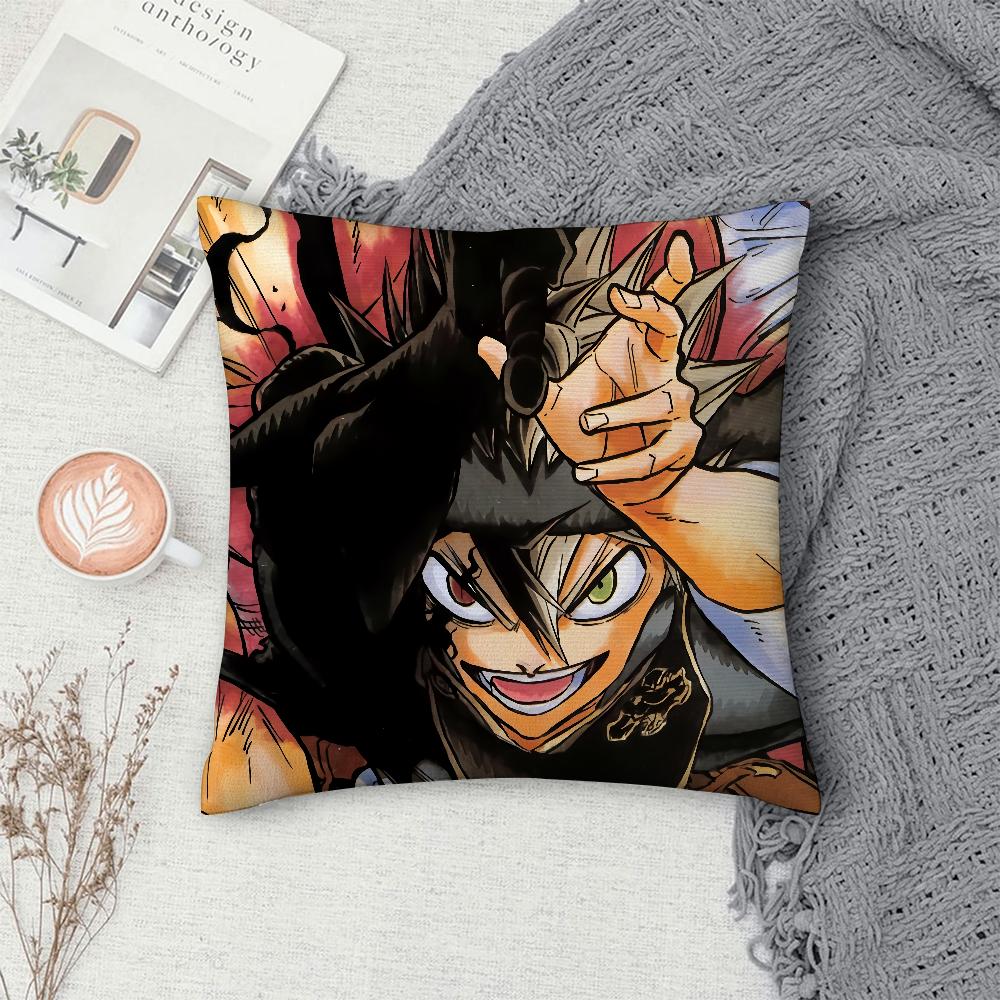 Cartoon Black C-Clover Pillow Case Sofa Decorative Home Double-sided Print Plush Square Throw Pillow Covers Cushion Decor Cover