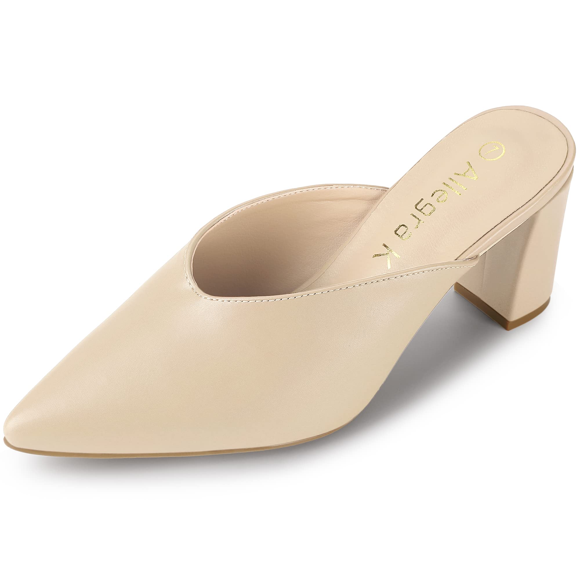 

Allegra K Women s Chunky Heel Sandals with Closed Front and Pointed Toe, Beige, Size 24.0 cm