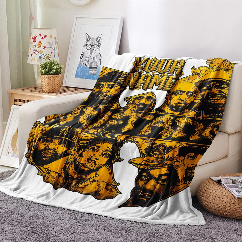 1PC Custom Name Wu-Tang Clan Patterned Flannel Blanket Suitable For All Seasons for Home Decor Warmth and Comfort Gifts Holiday Present -HE231