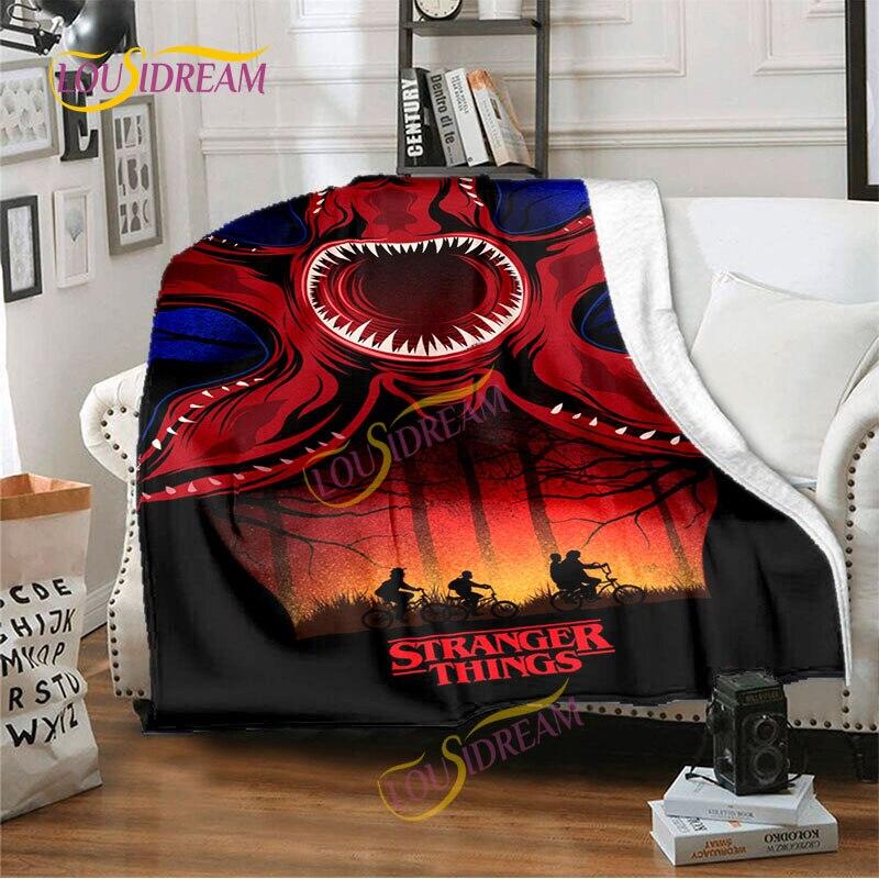 Stranger Things Flannel Blanket  Warm Comfort  Blanket Home Office Noon Break Blanket Travel Bed Sofa Washable Blanket.