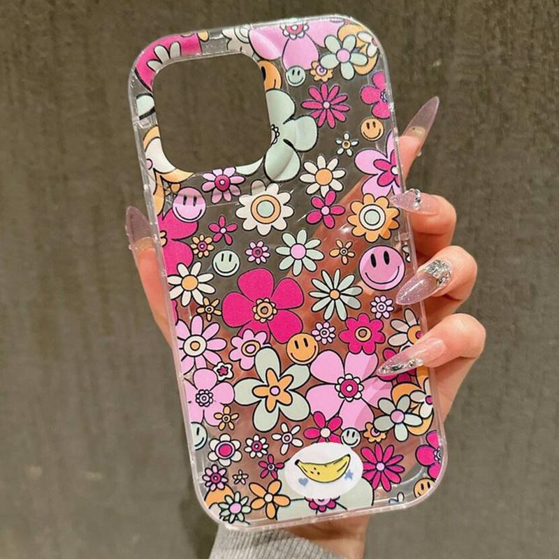 Průhledný růžový květinový kryt pro Samsung Galaxy S24 S23 Ultra S22 Plus S21 FE A55 A35 A15 A54 A34 A14 A53 A33 Kryt se vzduchovým polštářem