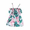 Macacão Floral para Meninas Halter Sem Costas Praia Verão Moda Infantil Macacão Casual