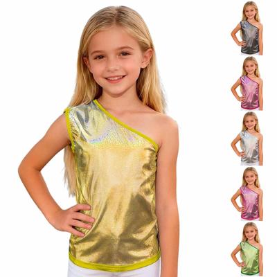 Mädchen Jungen Karneval Fashing Elegant Schulterfrei Ärmellos Ein Schulter Party Auftritt Tanz Streetwear T-Shirt Top