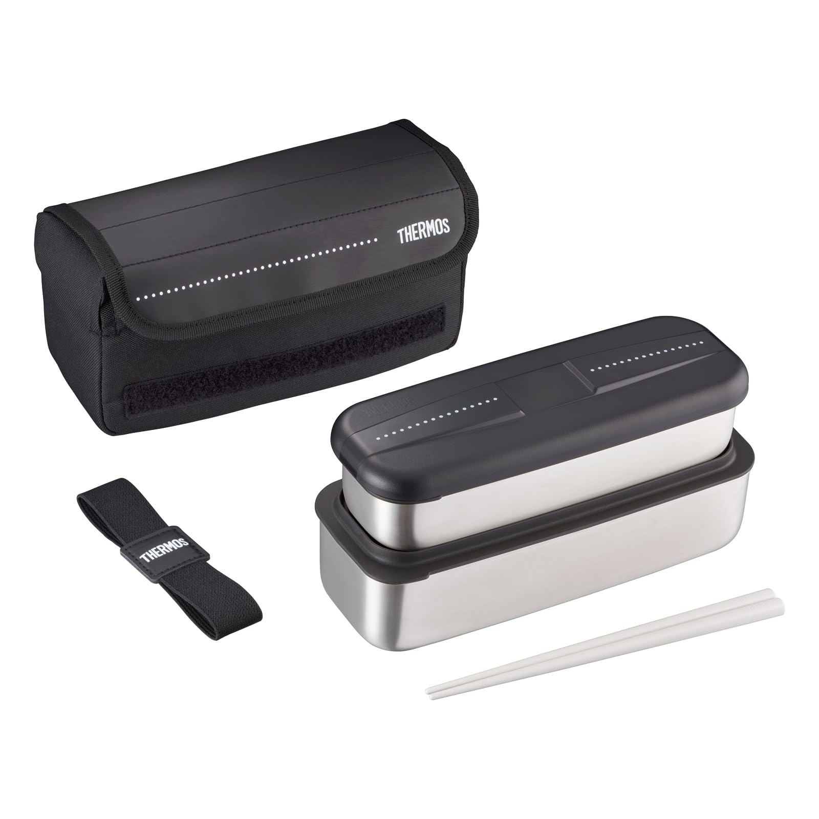 Thermos Stainless Steel Fresh Lunch Dot Box, 1100ml, Black, DSD-1105W D-BK
