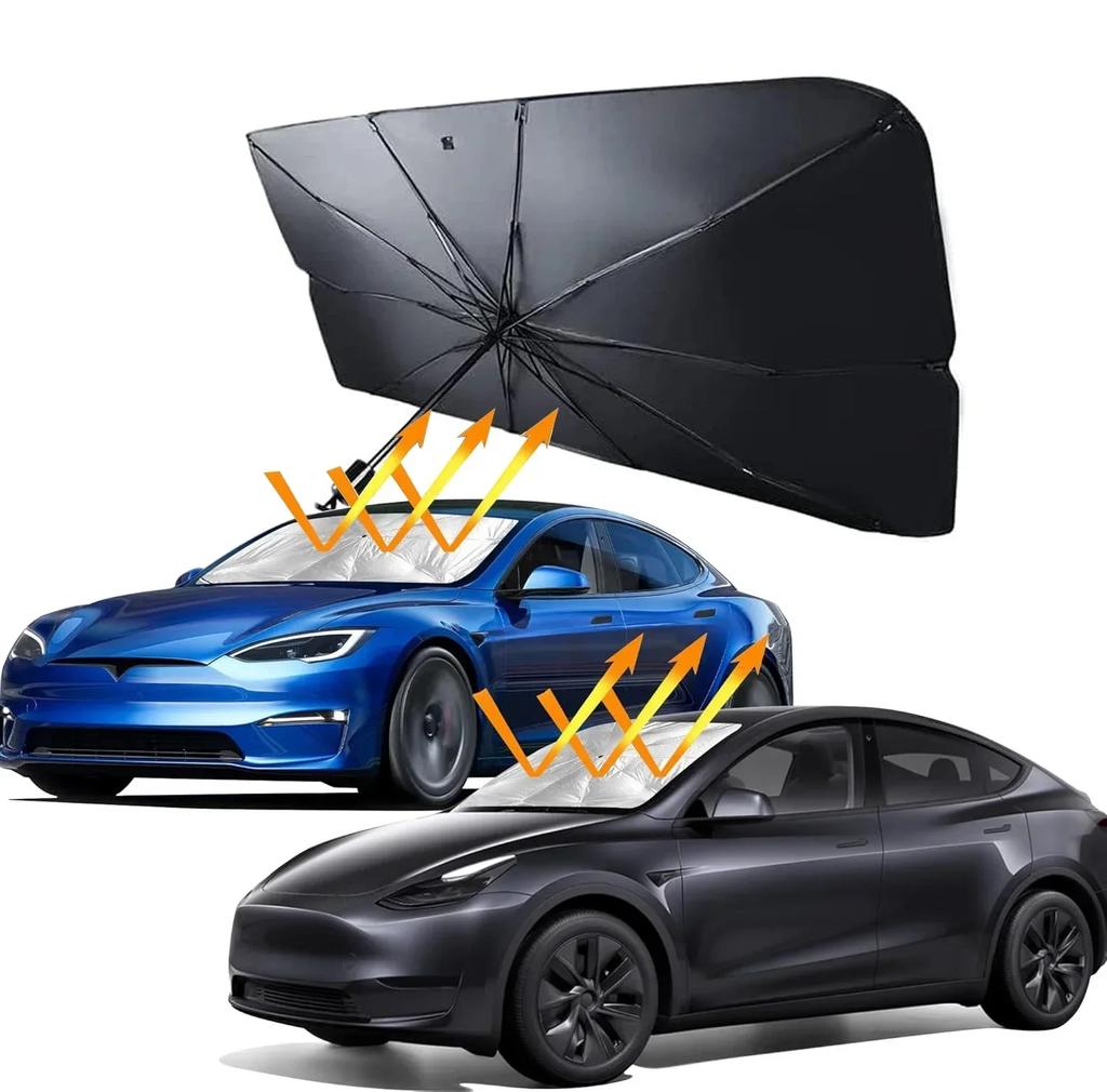 Car Sunshade Car Windshield Sun Shade Umbrella Foldable Sunshade Front Window Cover Pull-ring Sun Protection Windshield Shade