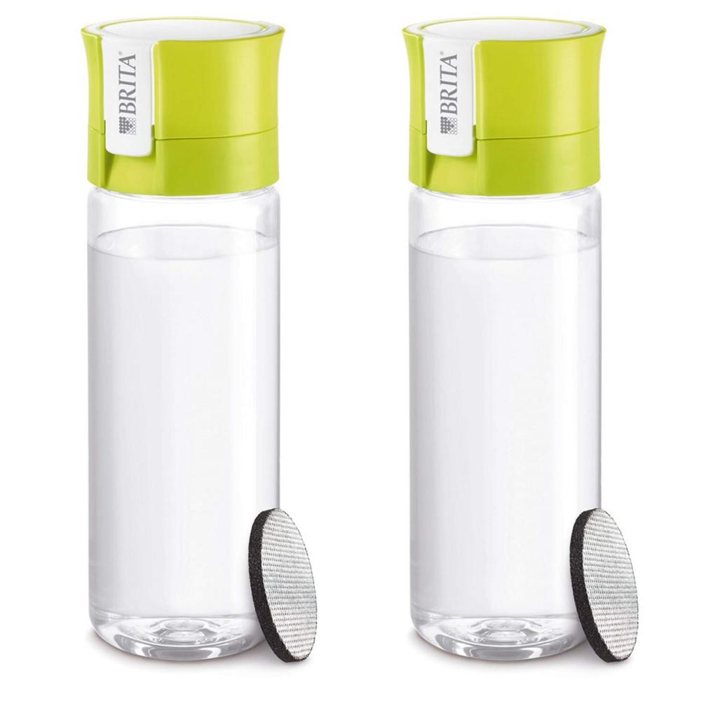 Brita Water Bottle Direct Drinking 600ml Portable Water Purifier Bottles Set of 2 with 1 Cartridge Each Fill Go Lime Japanese & [Genuine Product]