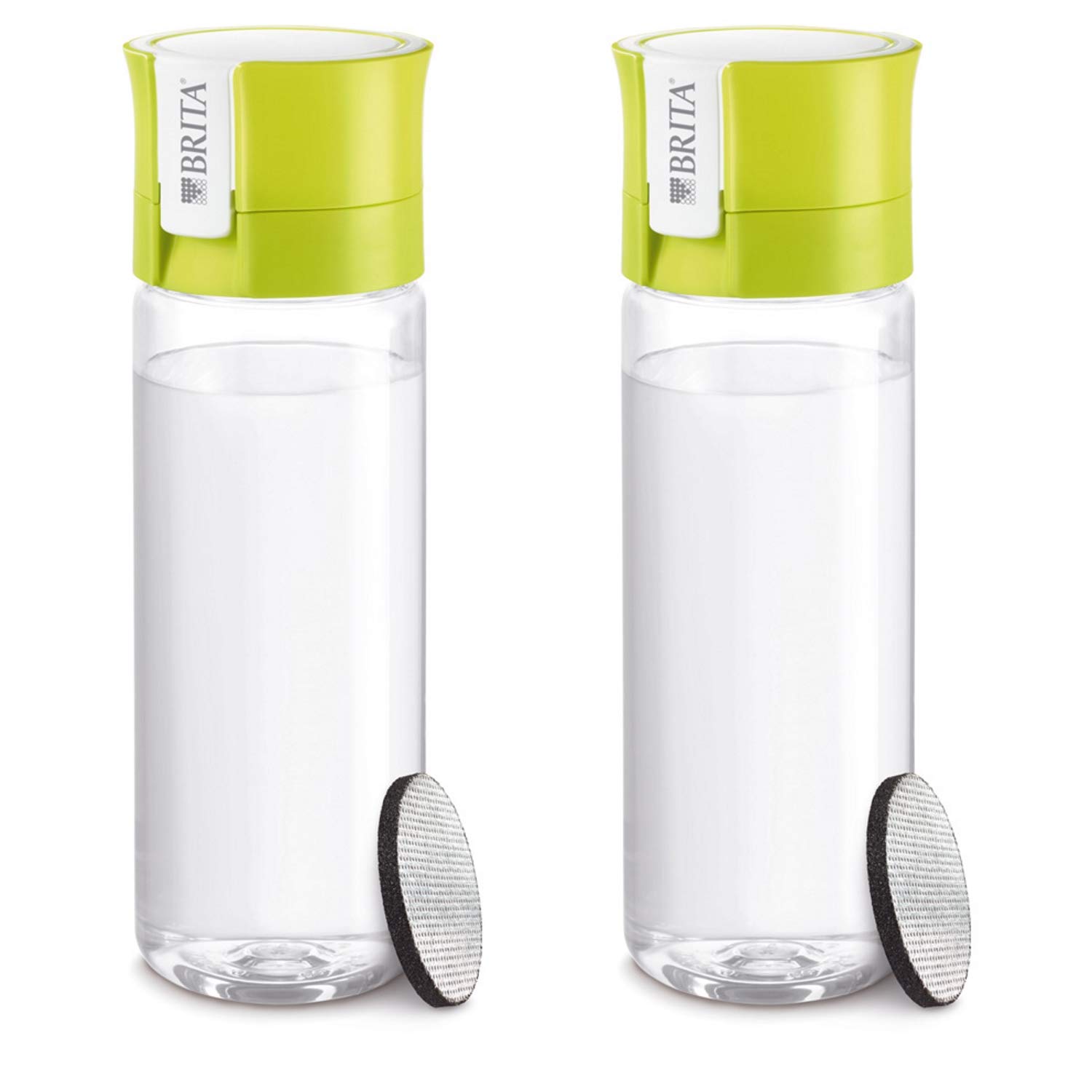 

Brita Water Bottle Direct Drinking 600ml Portable Water Purifier Bottles Set of 2 with 1 Cartridge Each Fill Go Lime Japanese & [Genuine Product] лаймовий