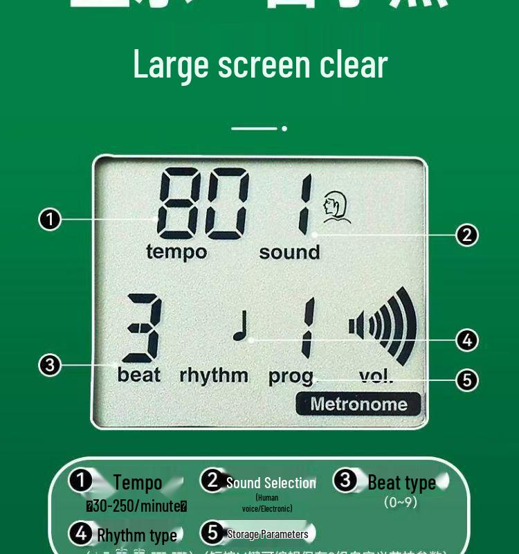 JOYO ZhuoLe Mini Elektronisches Metronom mit Smart Memory für Gitarre, Guzheng und Prüfungsreife Darbietungen.