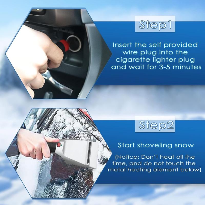 Car Snow Removal Tool 12V Electric Heated Ice Scraper Windshield Deicer Defroster Winter Brush Cleaner Wash Shovel