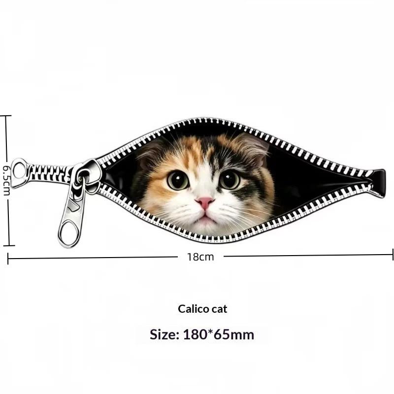 Cat Car Sticker Zipper Cat Puppet Teddy Border Collie Puppy Cute Creative Personality Pet Car Decorative Sticker 1Pc
