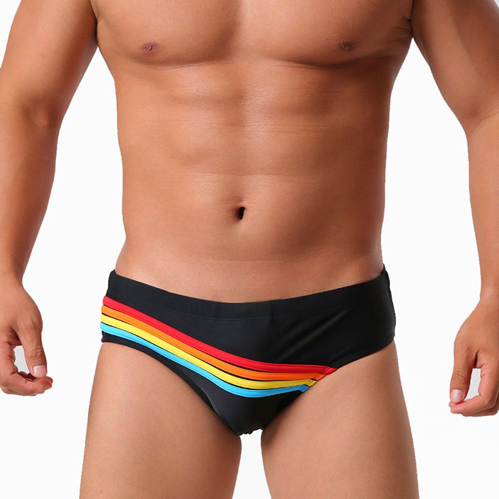 Men's Fashion Sexy Swim Brief Sexy Stripes UXH Brand Swimsuit for Men Surfing Swimwear Beach Shorts