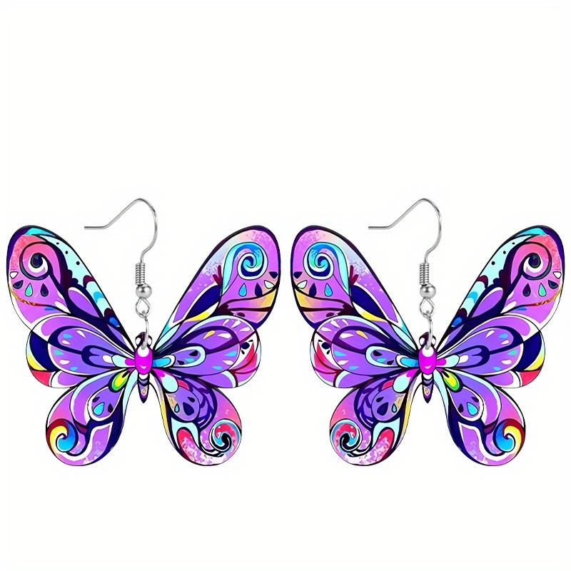 

Плоские 2D Акриловые Серьги-Бабочки Фиолетового Цвета Элегантные Модные Серьги для Свадьбы Фестиваля Вечеринки Рождества и Повседневной Носки Трендовые Женские Серьги