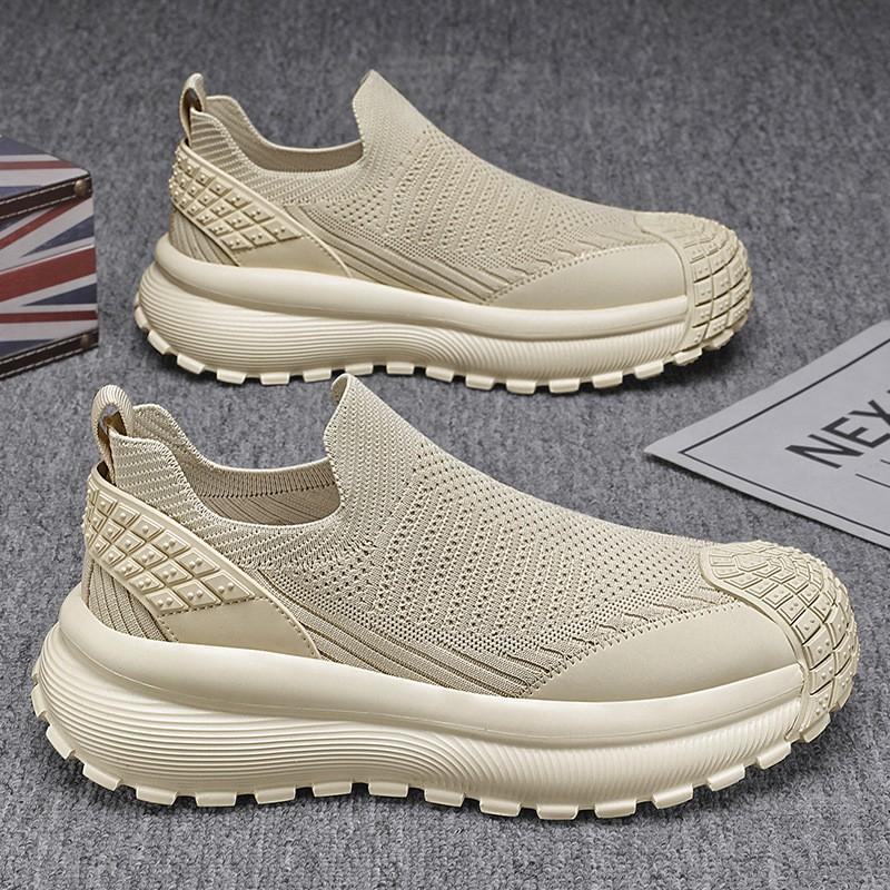 Mens Breathable Flyknit Slip-On Casual Shoes Low-Top Lightweight Sneakers Daily Wear