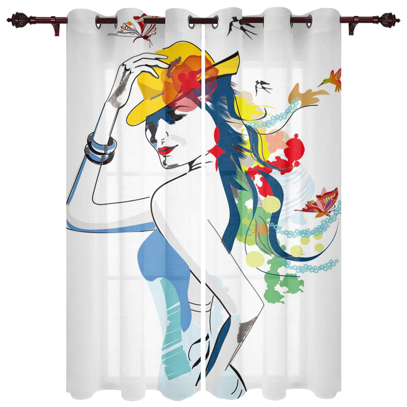 

Женщина Волосы Всплеск Чернила Искусство Окна Шторы Гостиная Спальня Оконные Обстановки Бытовая Кухня Шторы 135W x 60H(cm) x1