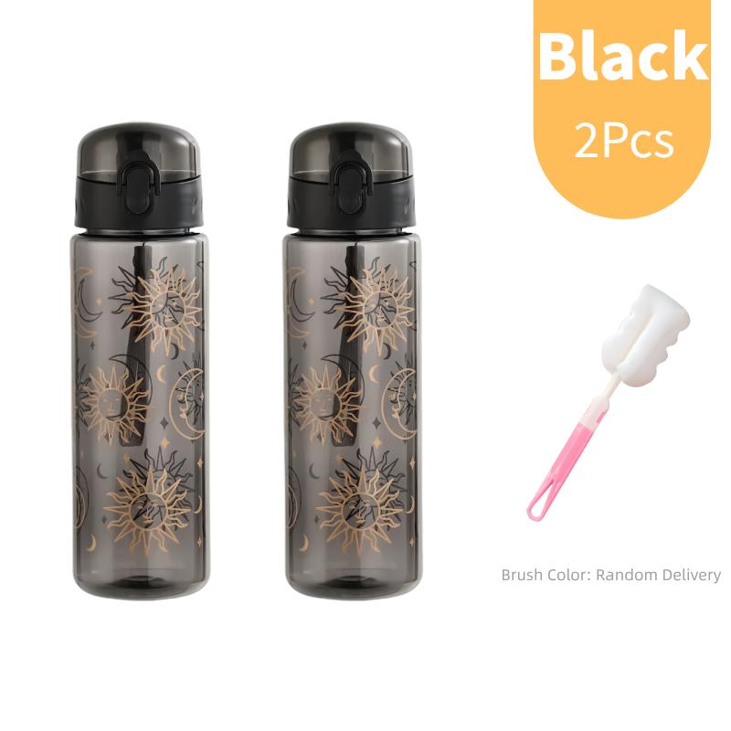 800ml Large Capacity Sports Transparent Water Bottle Leakproof Flower Plastic Drinking Bottles Outdoor Cycling Hiking Gym Jugs