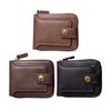 Men Short Wallet Zip Closure Slim Card Holder Wallet Faux Leather Minimalist Bifold Wallet for Cards Cash Coins