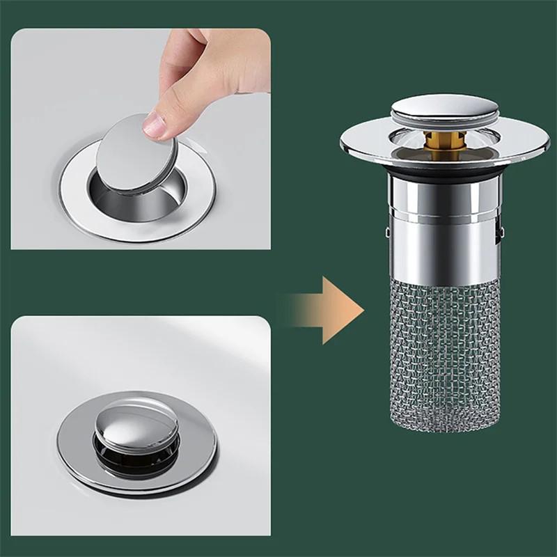 

Bathroom Sink Plug Stopper Pop-Up Sink Drain Strainer Plug Universal Basin Core Drain Filter For 8Mm Depth Shower Sink Filter