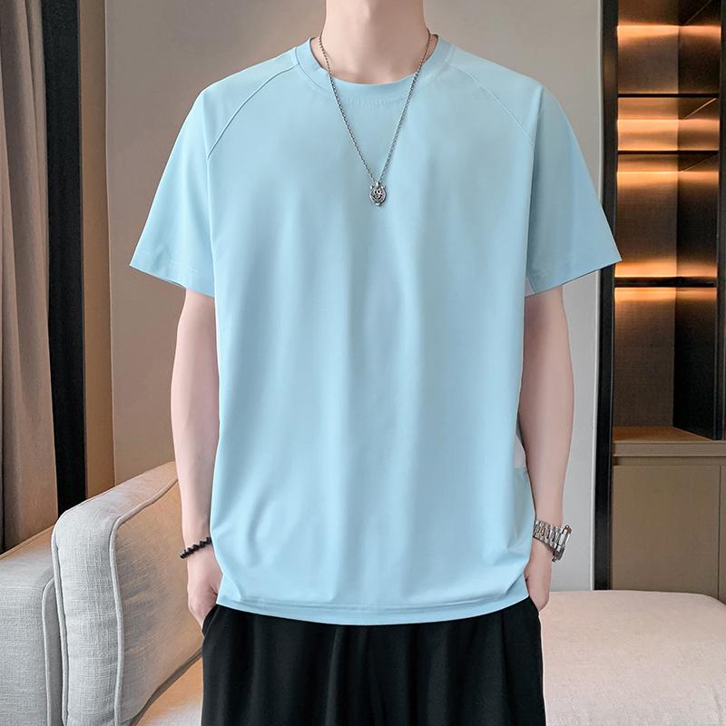 Sports And Leisure Ice Silk Short-sleeved Men s Quick-drying Ice-feel Elastic Breathable Loose Round Neck Printed T-shirt 2XL