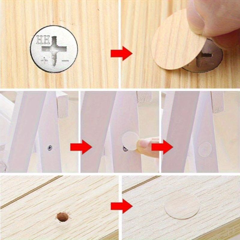 54 Pcs Furniture Screw Hole Cover Stickers - Self-Adhesive PVC Decorative Screw Cap Covers for Cabinet Shelf Repair