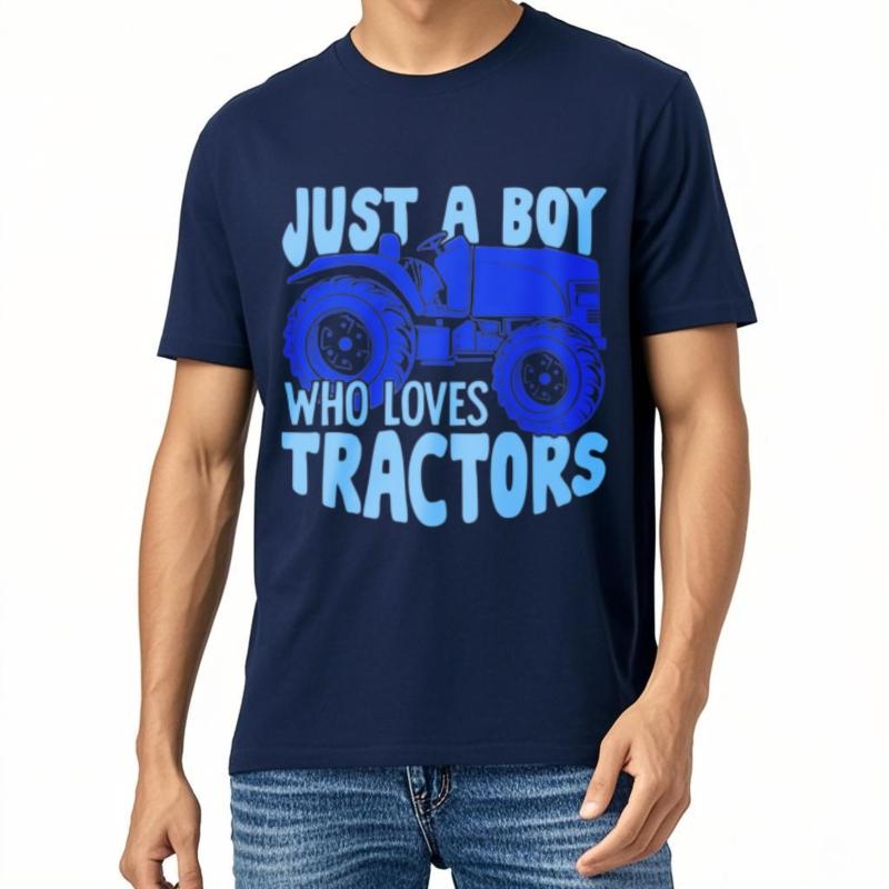 Short Sleeve Shirt Soft Boys Crew Neck Tshirt Unisex Just A Boy Who Loves Tractors Hiphop For Him Tees Soft Cotton Tee
