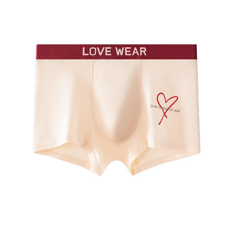 2113 Cuecas Boxer de Algodão Vermelho Benmingnian Masculinas com Estampas Fofas de Ano Novo