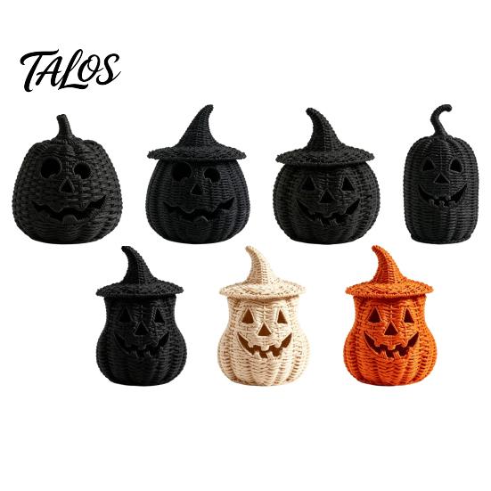 Festliche Kürbisdekoration Halloween Gruselige Aufbewahrungsbox, Harz Jack-O'-Lantern Teelichthalter, Hohl für Tischdekoration Partyhalter