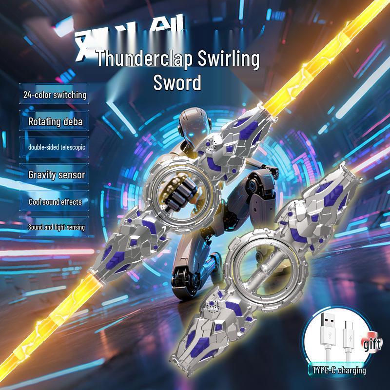 New Fire Whirlwind Double-Edged Laser Light-Up Retractable Sword Toy for Kids - Hot Selling Internet Sensation