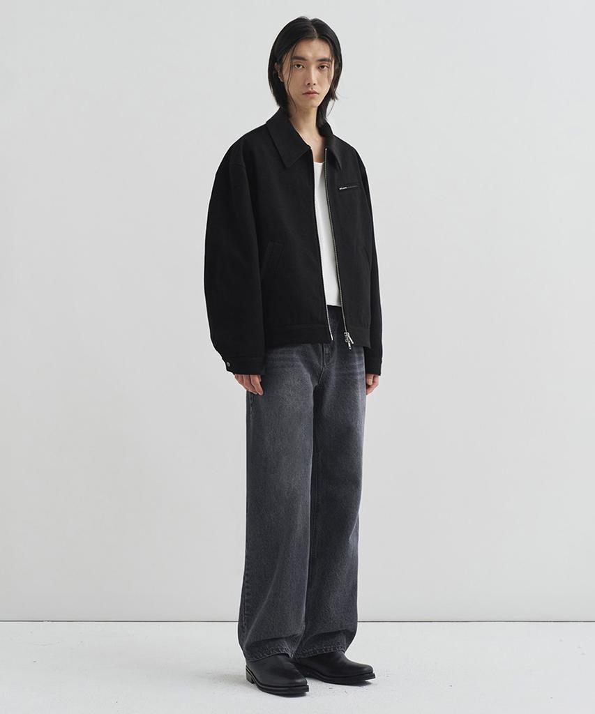 Draw Fit Contrast Work Trucker Jacket [Black]