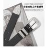 Womens Black PU Leather Belt With Rhinestone Decor Alloy Buckle Y2K Chic Waist Accessory Jeans Casual Office Wear