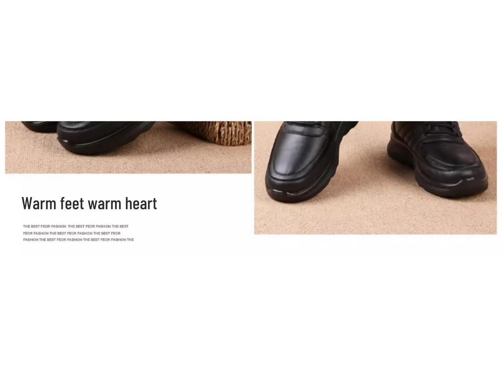 Men's Winter Waterproof Cotton Shoes, Plush Lined, Non-Slip Soft Sole for Comfort and Warmth