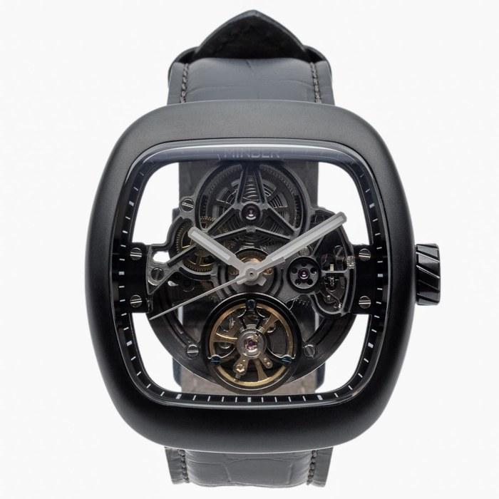 MINBER Watch Automatic Skeleton Dial Men's Mechanical Watch Black M9172G-BK