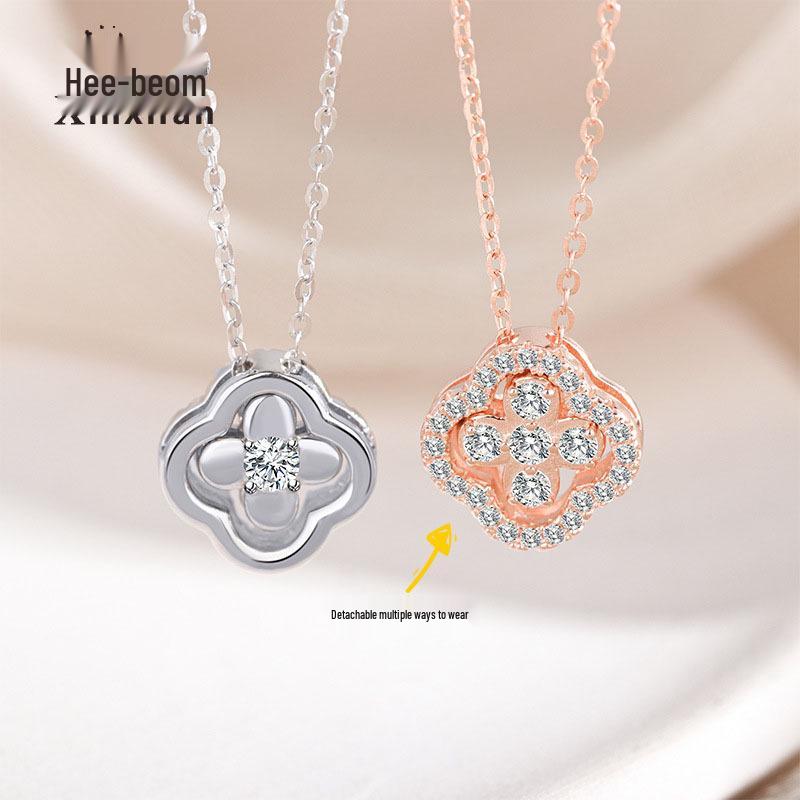 

S925 Sterling Silver Double-Sided Four-Leaf Clover Necklace – High-End Exquisite Clavicle Chain for Women, Multiple Styles. Rose Gold - 925 Sterling Silver