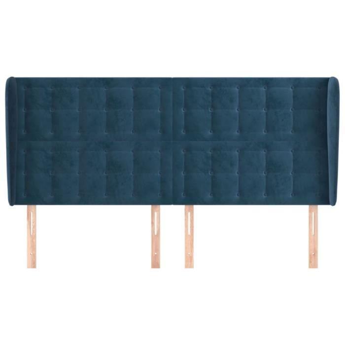 VidaXL Tête de lit avec oreilles Bleu foncé 183x23x118-128 cm Velours3118454