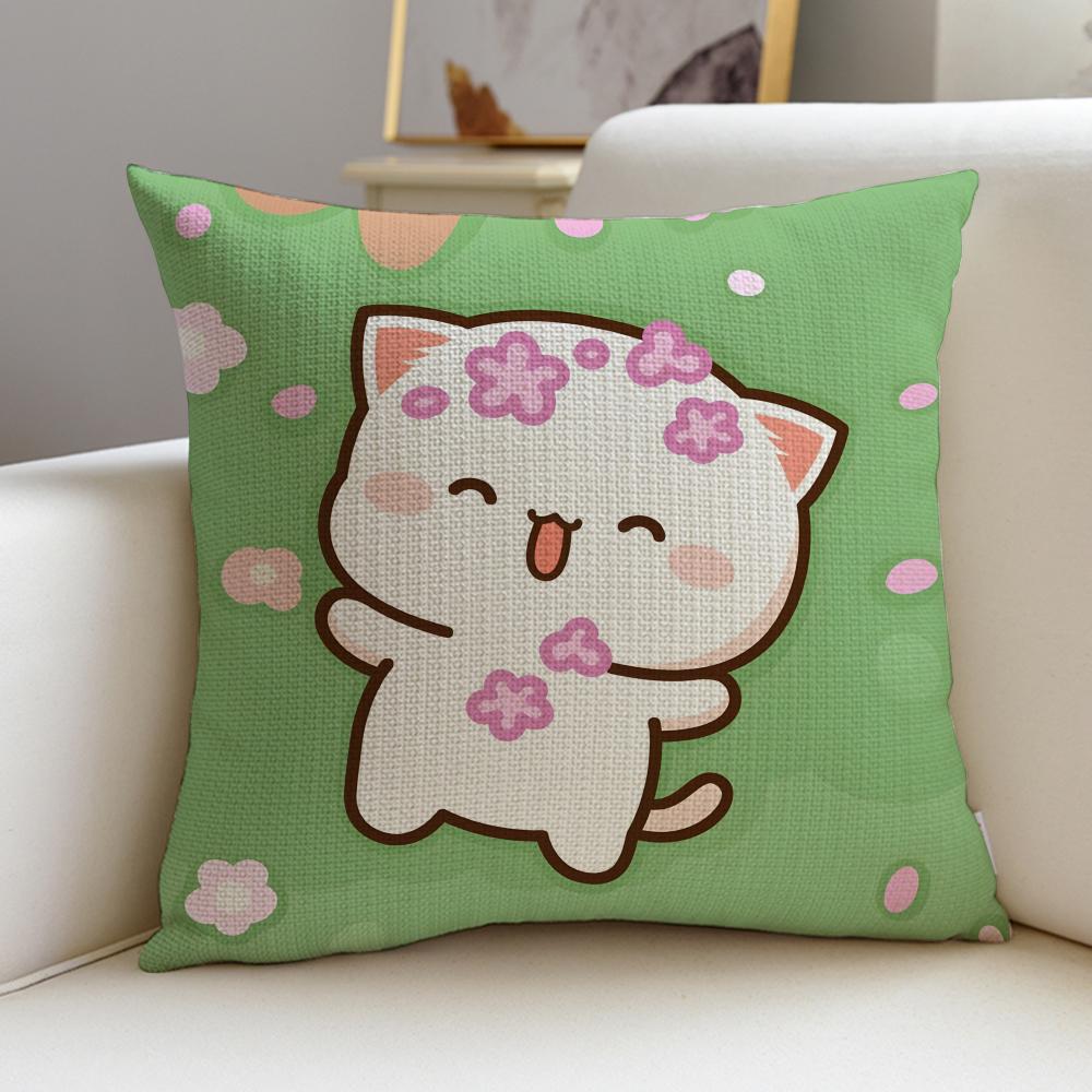 Squishy MMochi CatS Cushion Cover Breathable and skinfriendly linen pillowcase square removable and washable cushion