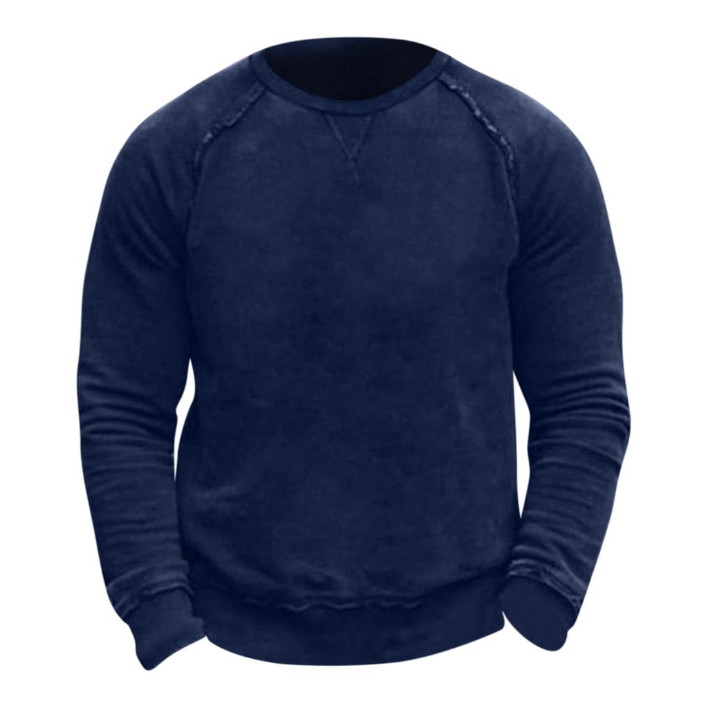 Men's Round Neck Color Long Sleeve Sweater Raglan Sleeve Sweater
