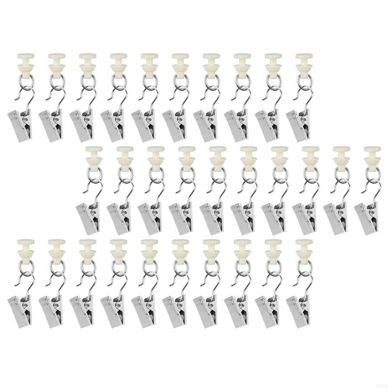 62KD 60Pack Metal Curtain Rails Hooks Gliders for Shower Curtain Home Decors for Curtain Track Rails for Home Offices Use
