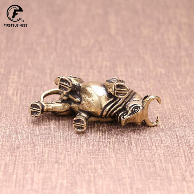 Copper Wall Street Bullfight Statue Office Desktop Lucky Feng Shui Ornament Home Decoration Crafts Vintage Brass Bull Figurines