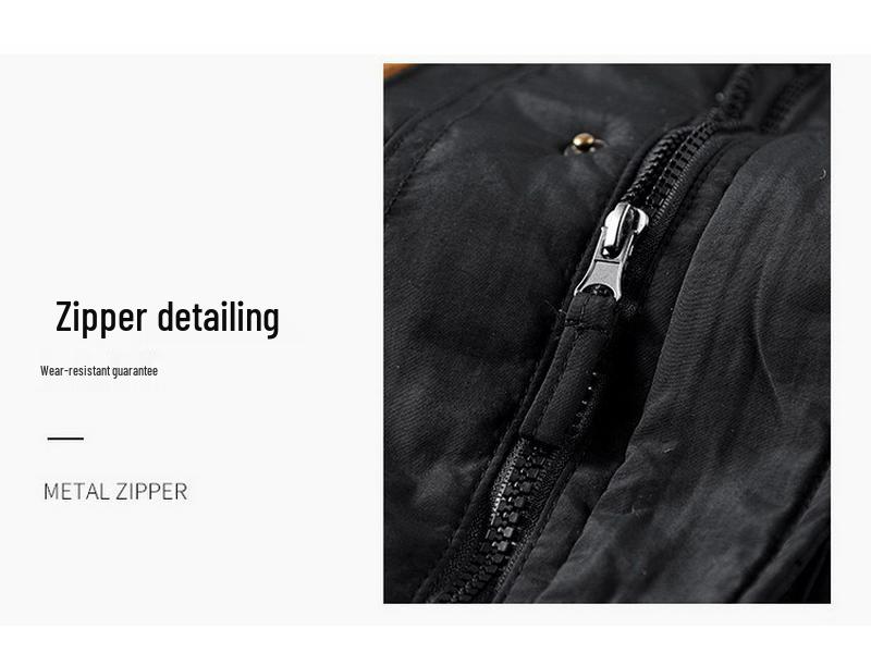 Men's Fleece-Lined Winter Coat - Thick, Casual, Multi-Pocket, Mid-Length Jacket for Middle-Aged and Elderly