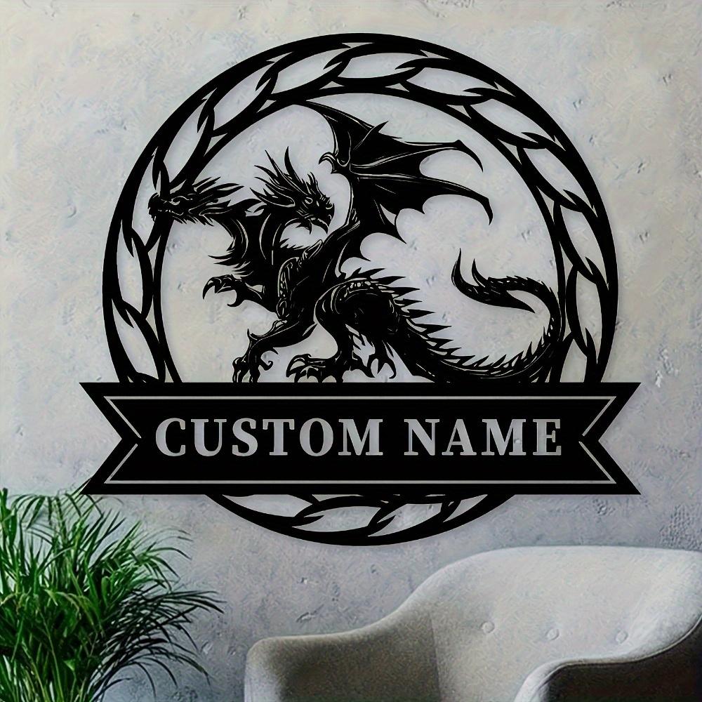 Drachen Metall Wandkunst Anpassbar Mattes Zinnblech Schild Hängend Wohnkultur