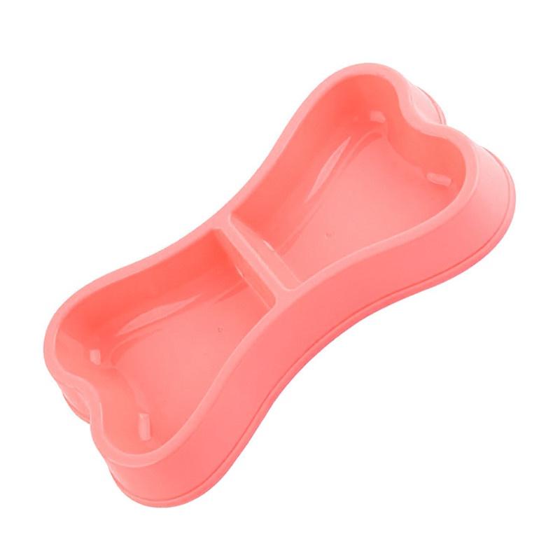 Bone-shaped Dog And Cat Food Bowl Set Pp Plastic Pet Double Bowl