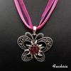 New Vintage Butterfly Necklace Jewelry Fashion Popular Retro Bohemia Style Ribbon Rope Chain Crystal Flowers Pendant Necklace