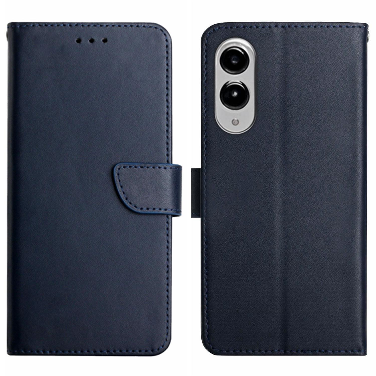 

For Samsung Galaxy S25 Edge Case Genuine Cow Leather Phone Cover Nappa Texture Blue