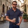 Spring and Summer Jacquard Multi-color Casual T-shirt Lapel Men's Solid Color Fashion Sports Top Short-sleeved Polo Shirt