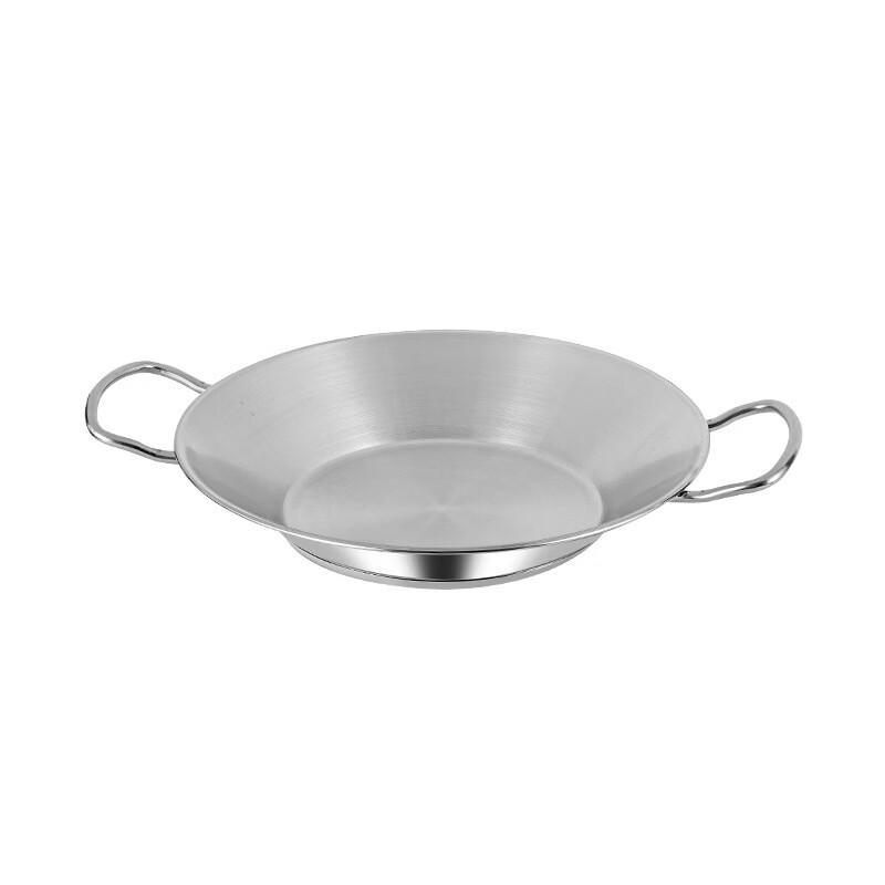 ZISIZ 26cm Stainless Steel Double-Handle Seafood Dry Pot Platter