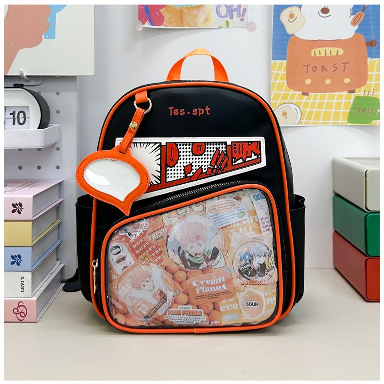 

Men s and women s comic pain bag girl s style student versatile single shoulder portable messenger bag Millet JK class transparent schoolbag оранжевый