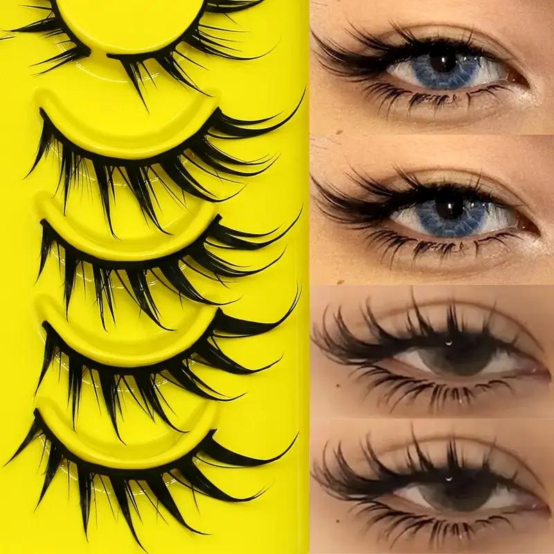 6 Pairs Wet Fox Eye Lashes False Eyelashes Cosplay Fake Lashes Dramatic Eyelashes Wet Eyelashes Extensions Makeup Tool