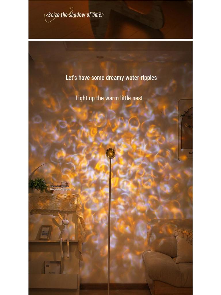 Ripple Atmosphere Light: Sunset Projection Dual-Head Floor Lamp for Living Room 
