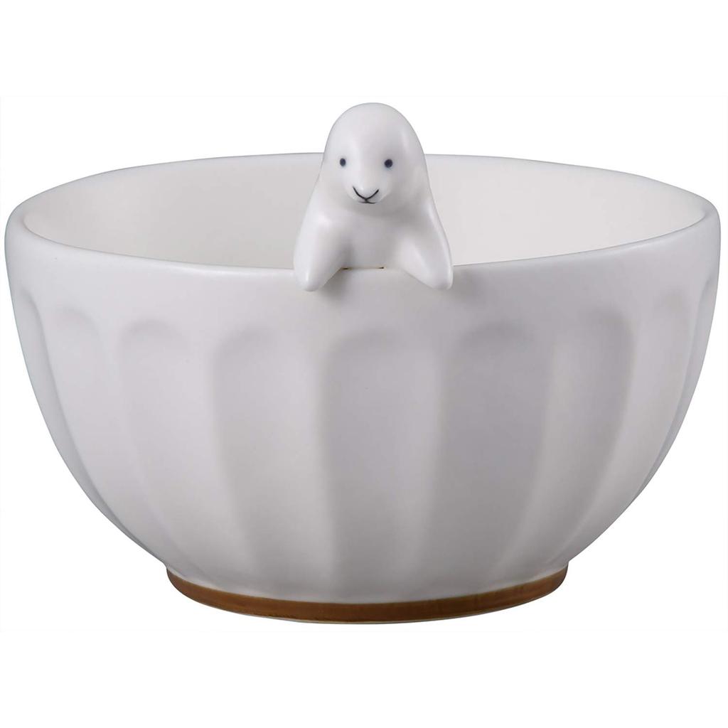 Cute tableware WHITE ZOO rice bowl with seal figure SAN3398-2